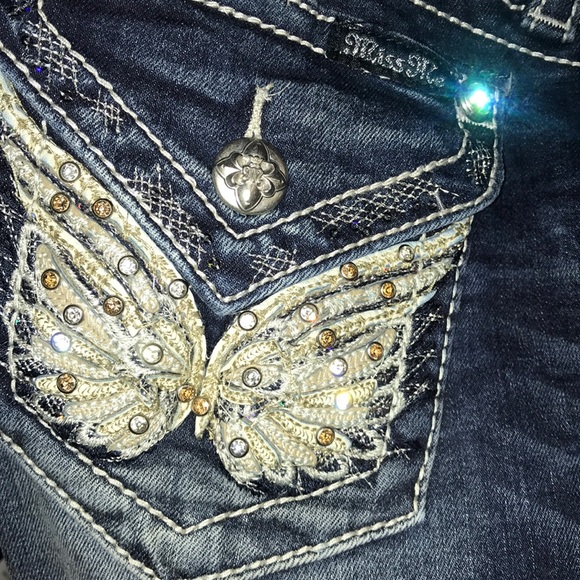 Miss me Jeans Wings Crystal Flap Pocket Boot Cut - Picture 5 of 5
